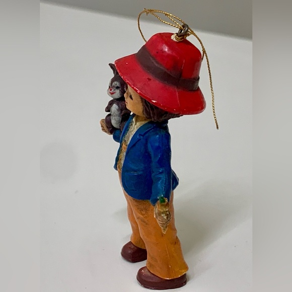 Vintage Miniature Resin Composite Boy w/ Rabbit & Carrot Figurine Ornament - Picture 3 of 10